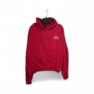♠️ Motel  “angel energy” Red drop shoulder balloon sleeve Hoodie: